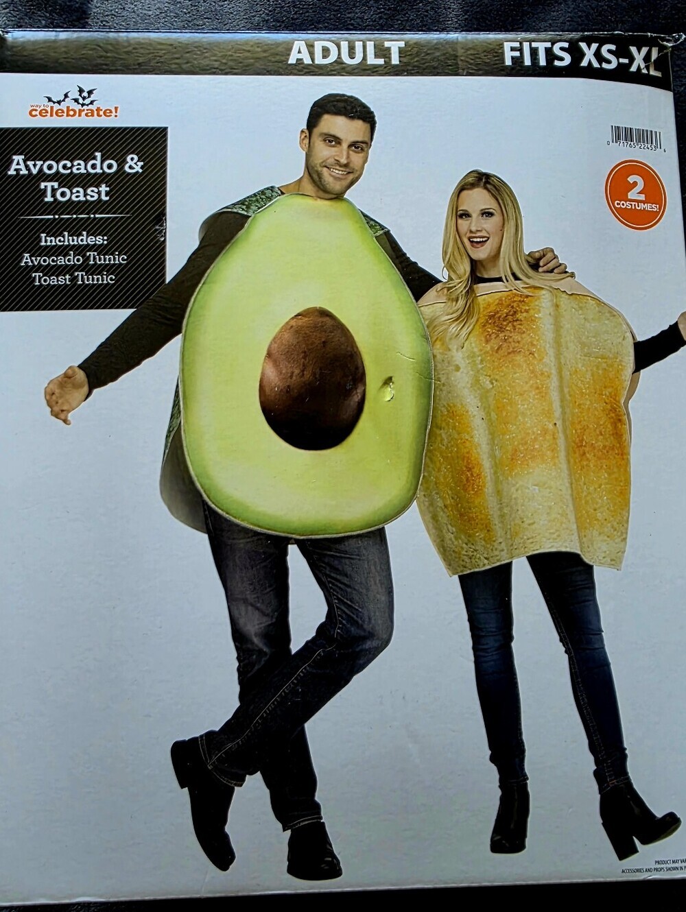 New Adult Avocado and Toast Couples Halloween 3D Costume one size fits most